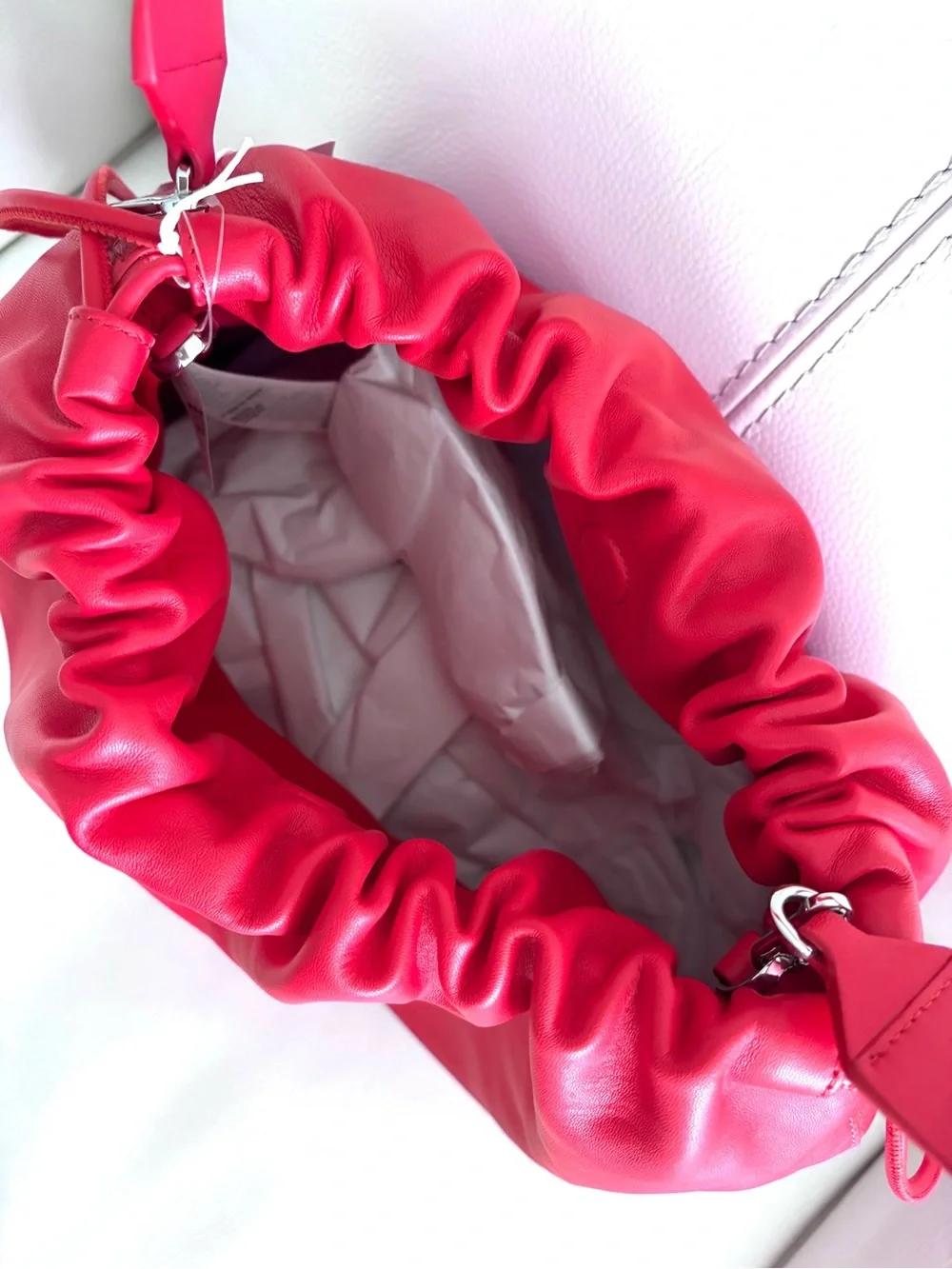 NWT COS Women's Red Cavatelli Oversized Clutch - Leather